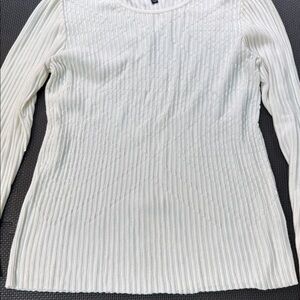 White House Black Market Cream Ribbed Scoop Neck Sweater